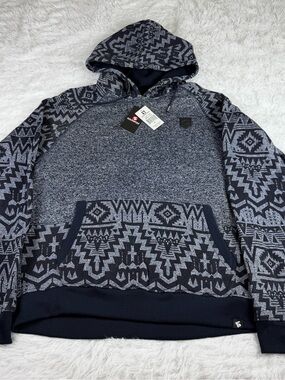 Vintage Southpole Hoodie Sweatshirt Mens XL Blue Aztec All Over Print Zip y2k